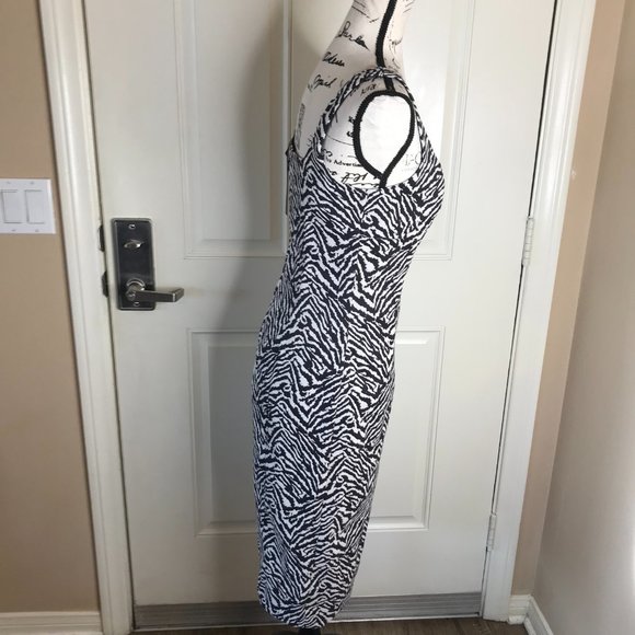 NWT Banana Republic Animal Print Square Neck Sheath Dress Black/Ivory - Picture 2 of 5